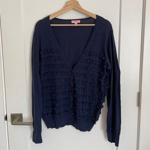 Lilly Pulitzer Ruffle Cardigan - Navy - XL